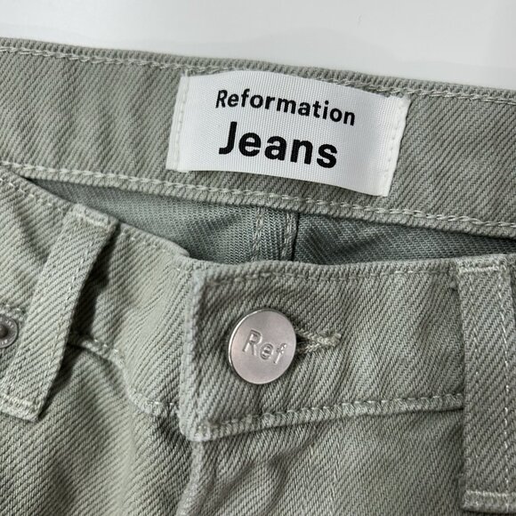 Reformation Ryan Patch High Rise Straight Jeans Women’s Size 27 Green Ankle - Picture 6 of 10